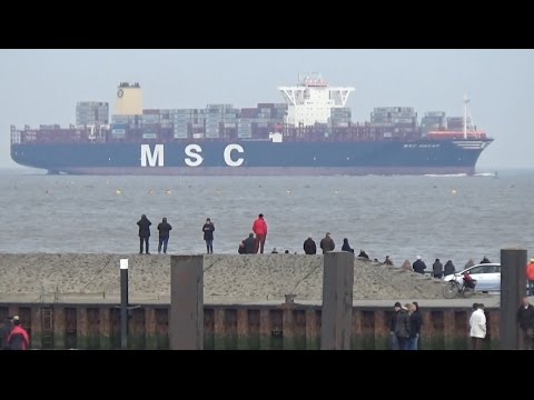 MSC OSCAR in Wilhelmshaven - Erstanlauf Jade-Weser-Port am 7.3.2015