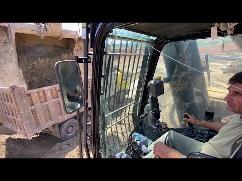Caterpillar 385C Excavator Loading Overburden On Mercedes & MAN Trucks - Ektor Epe