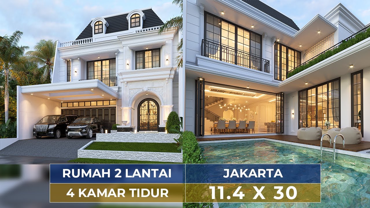 Video 3D Desain Rumah Klasik 2 Lantai Mr. AB IV 1354 - Jakarta