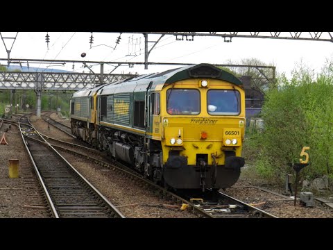 Freightliner Class 66 No's. 66501 & 66615 on 0K98 Hope - Crewe B.H @ Guide Bridge on 18.04.20 - HD