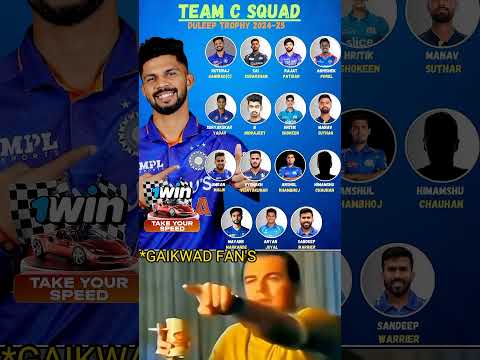 TEAM C SQUAD DULEEP TROPHY 2024-25 🤯🤯 #shorts #trending #cricket #t20 #odi #test #icc #gaikwad #sg