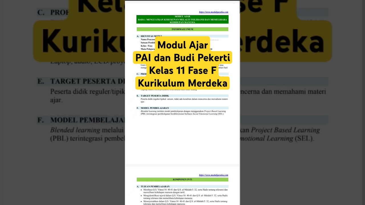 Modul Ajar PAI dan Budi Pekerti Kelas 11 Fase F Kurikulum Merdeka