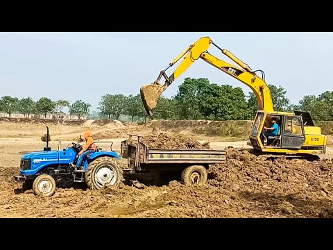 Caterpillar E-120 Excavator Loading Mud  Tractor | Excavator Working Video | Tractor Video Ep-43