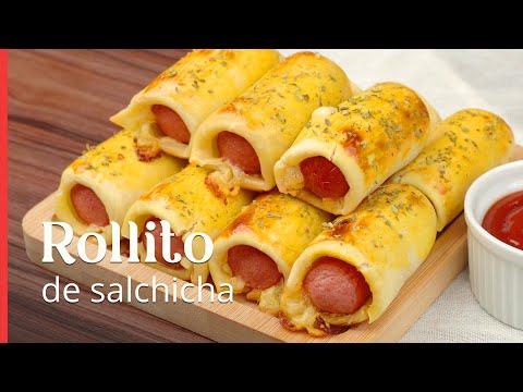 Rollito de salchicha con masa de hojaldre, ¡súper fácil de hacer y riquísimo!