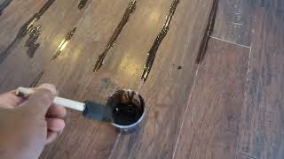 Engineered hardwood floor cleaning & recoating with color correction in Hoschton GA