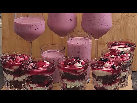 وصفات رمضان ؛تحلية الكؤوس ،ديسار الكيسان عصير كوكتال الغلال الحمراء.،(شايك) dessert . Les verrines