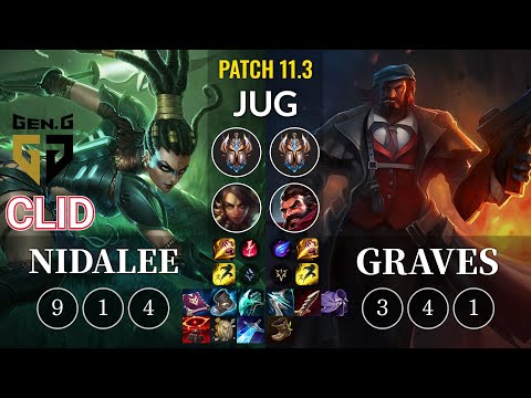 GEN Clid Nidalee vs Graves Jungle - KR Patch 11.3