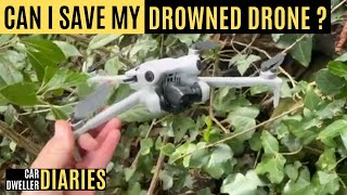 Rescuing a waterlogged drone....