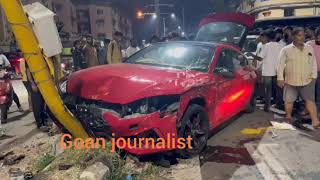 Major Accident @Bolshe Circle in Fatorda Audi Crashes AI Camera Pole After Colli