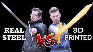 Steel vs 3D printed, SWORDS and CHAINMAIL, with Shadiversity and Draw with Jazza