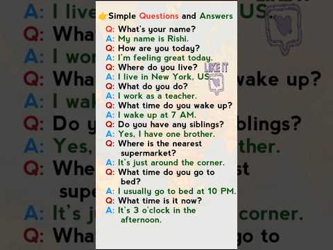 Simple Questions and Answers #learnenglish #english