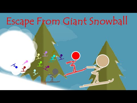 marble race :  Escape From Giant Snowball  -  Survival Marble Race in Algodoo