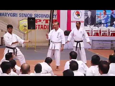 Asai-ryu karate:  Demonstration of Soto uke against Mawashi geri in Kihon kumite
