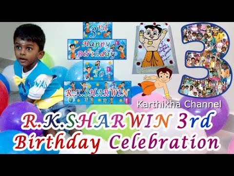 Sharwin's 3rd Birthday Celebration - Simple & Beautiful Birthday Decoration at home for Kids - Tamil Video