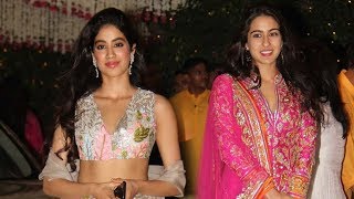 Jhanvi Kapoor And Sara Ali Khan In A Desi Avatar At Ambani's Ganpati Bash