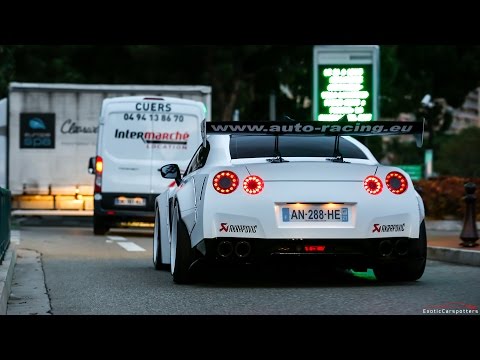Liberty Walk Nissan GT-R w/ Akrapovic Exhaust - Accelerations & Driving in Monaco !