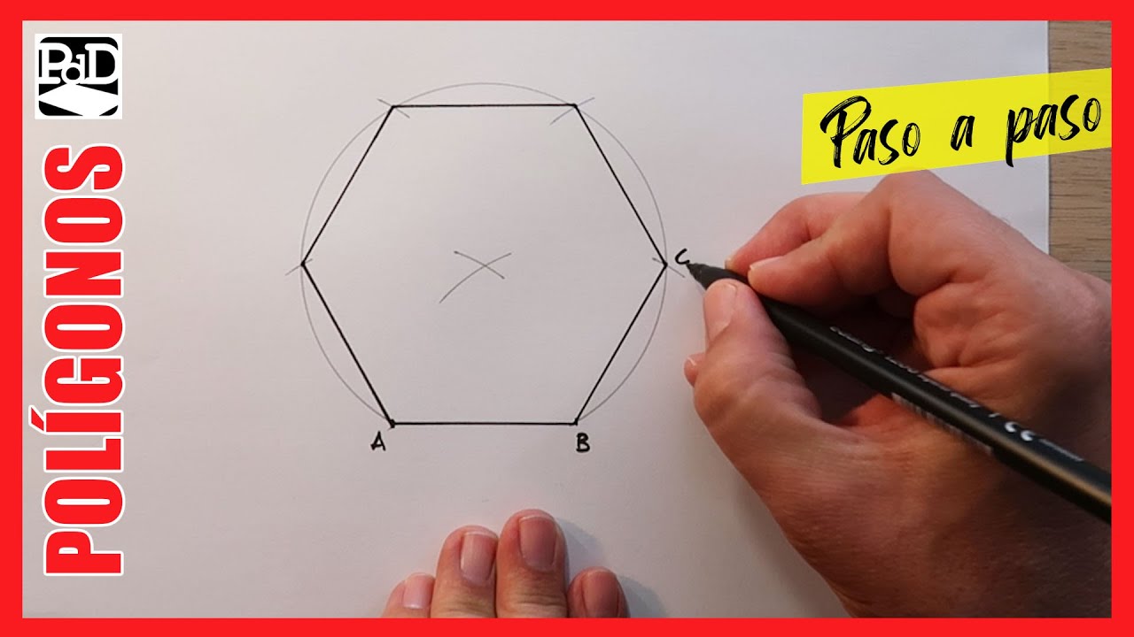 Cómo Dibujar un Hexágono a partir del Lado con Compás sobre papel. Polígono de 6 lados paso a paso.