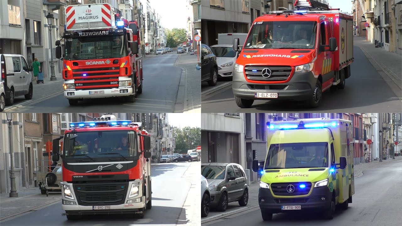 [Filming Location of the Series "Under Fire"!] Fire Department and Ambulances responding in Ostend