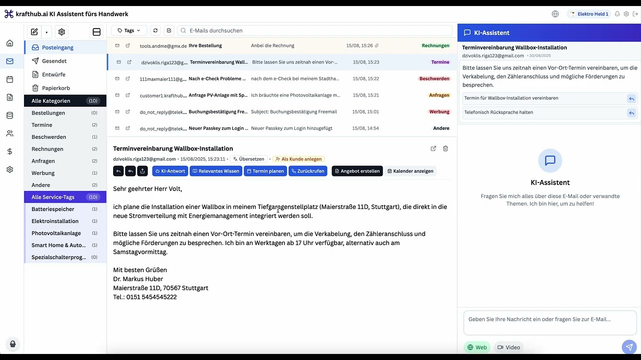 La nouvelle boîte de réception pour artisans – Répondez aux questions clients en secondes