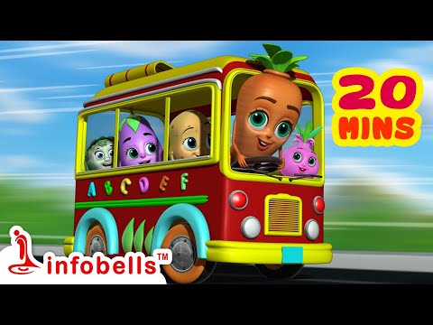 🚌 Wheels on the Bus Goes Round and Round | Fun Bus Ride | Baby Rhymes & Songs | Infobells #bussongs
