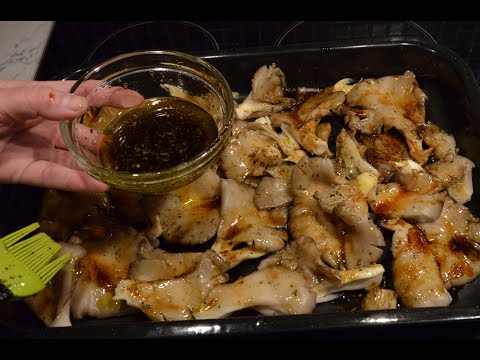 μανιτάρια ψητά στο φούρνο πλευρώτους με υπέροχη σος mushrooms  cuzinagias