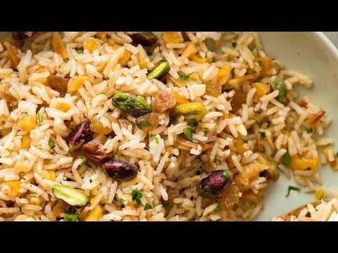 Rice Pilaf with Pistachios, Almonds, Dried Apricots and Sultanas or Raisins