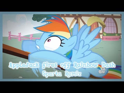 AppleJack fires off Rainbow Dash [Sparta Paystyle Remix] V2