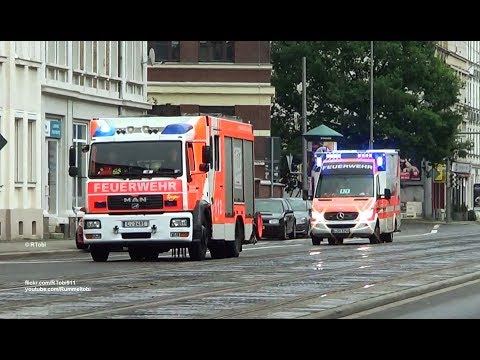 German fire engine & ambulance responding - Leipzig fire department [GER | 15.7.2017]