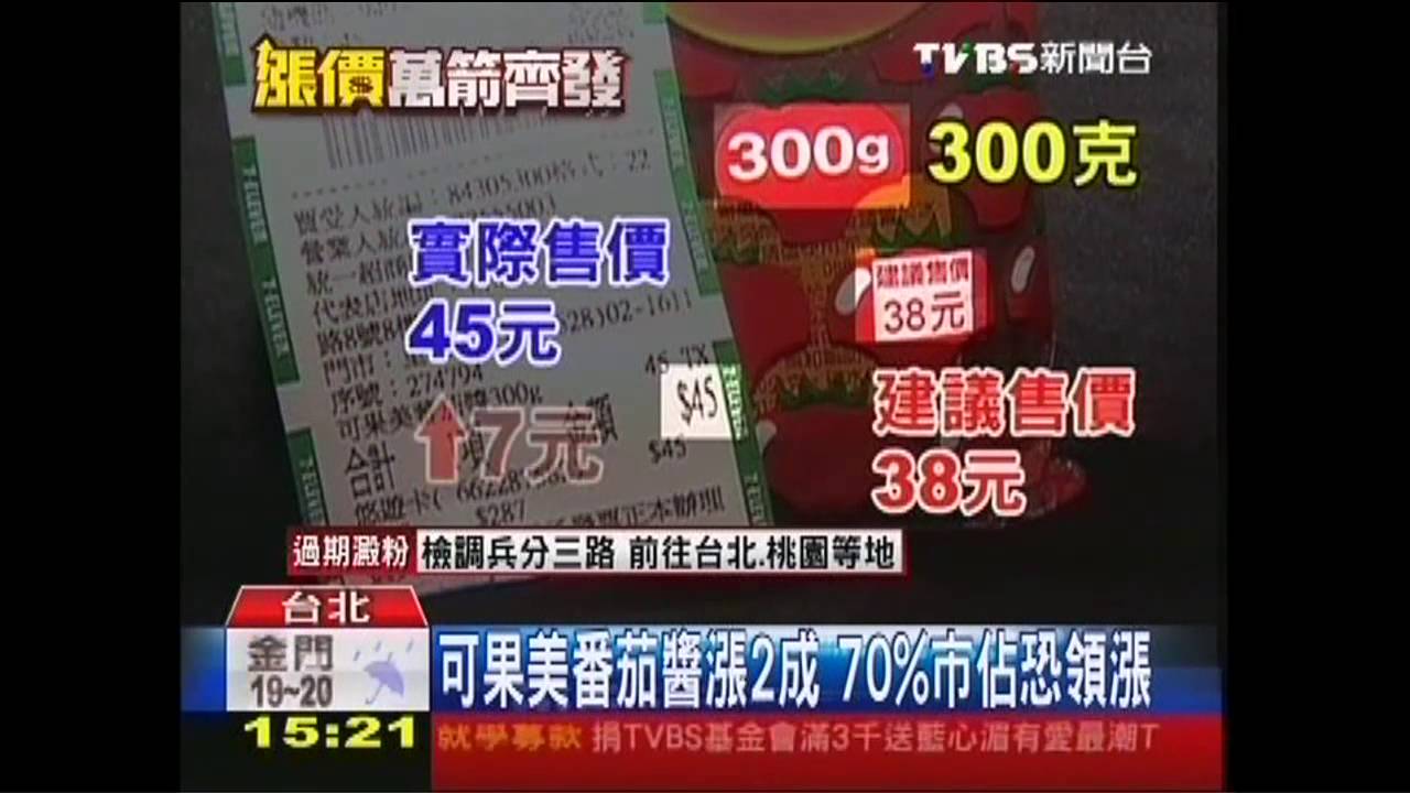 可果美番茄醬漲2成 70%市佔恐領漲