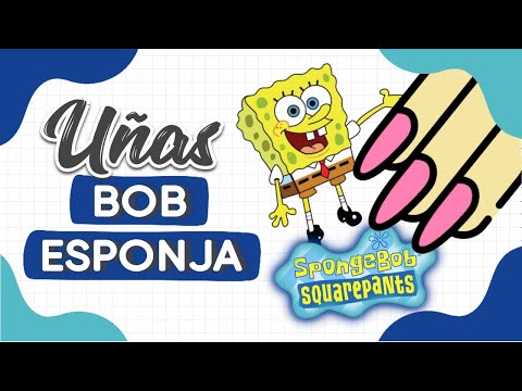 ¡CARICATURAS EN LAS UÑAS! MANICURA DE BOB ESPONJA · UÑAS CORTAS PASO A PASO 💅🏼🍍