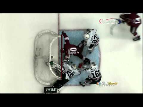 Corey Crawford save in OT. Chicago Blackhawks vs Phoenix Coyotes 4/14/12 NHL Hockey