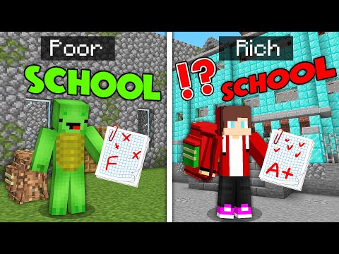 JJ Rich School vs Mikey Poor School in Minecraft - Maizen Parody