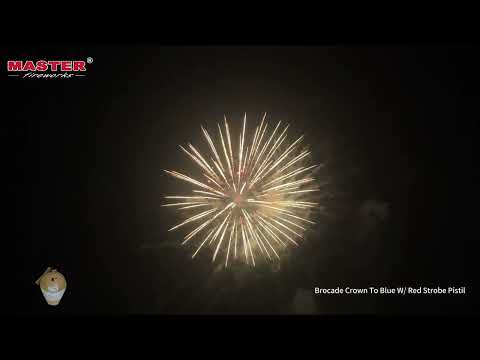 4" shell Brocade Crown To Blue W/ Red Strobe Pistil#fireworks