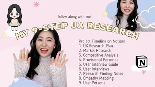 my 9-step UX research process (ft. notion, miro & more!)