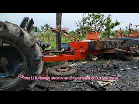 Homemade PTO driven trailer - (58y-o)Kubota L15 vintage tractor