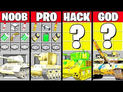 Minecraft Battle: SUPER TANK CRAFTING CHALLENGE - NOOB vs PRO vs HACKER vs GOD ~ Animation