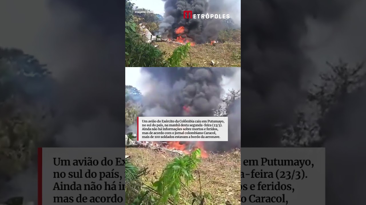Avião militar cai na Colômbia com mais de 100 soldados a bordo