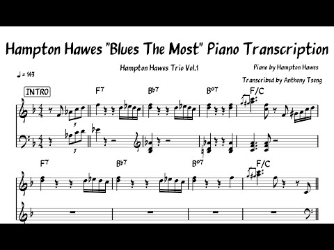Hampton Hawes "Blues The Most" Piano Transcription