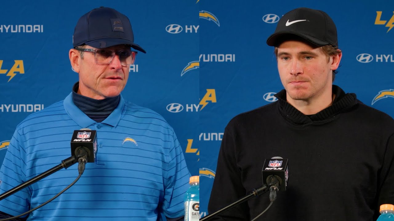 Jim Harbaugh & Justin Herbert Postgame Press Conference Playoffs Vs Patriots | LA Chargers
