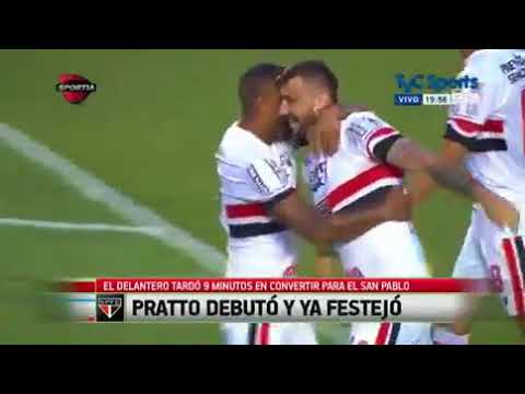 Pratto debutó y ya festejó en San Pablo.