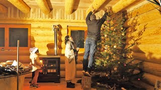 Installing the WOOD STOVE in the LOG CABIN, Christmas Night and Snow Walk (S3 Ep16)