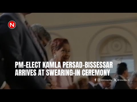 PM elect Kamla Persad Bissessar arrives at swearing in ceremony