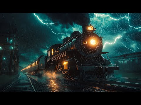 2AM Train Ride Through the Storm – Thunder, Rain & Distant Whistle