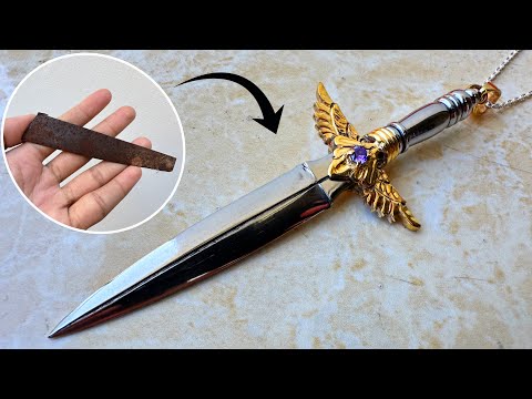 I Turn rusty iron into mini sword - making mini sword out of rusty iron