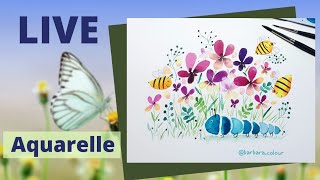 🔴 LIVE Aquarelle : comment peindre facilement des fleurs et motifs à l'aquarelle