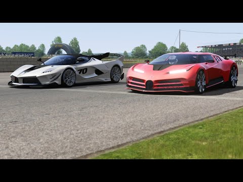Ferrari FXX K Evo vs Bugatti Centodieci at Silverstone Old