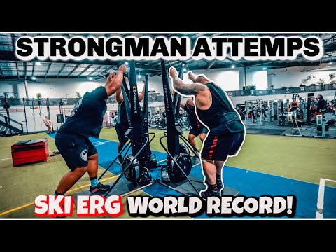 Strongman attempts SKI ERG RECORD?! Ft Eddie Williams