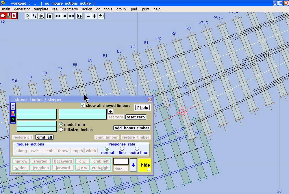 Curved crossover in Templot