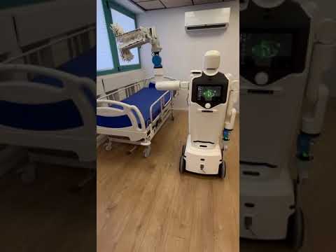 Gary the AI robot uses 2 add-ons to clean and santizie hospital bed logo