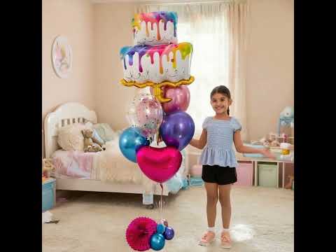 Gökkuşağı Kek Uçan Balon Seti Tanıtım Videosu
